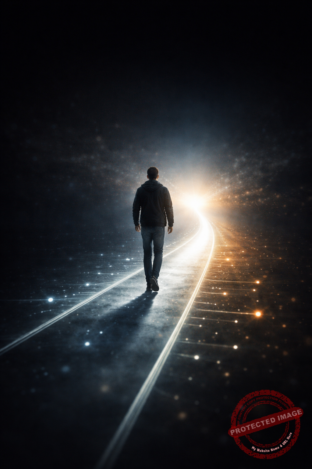 person walking forward on a clear path representing building progress