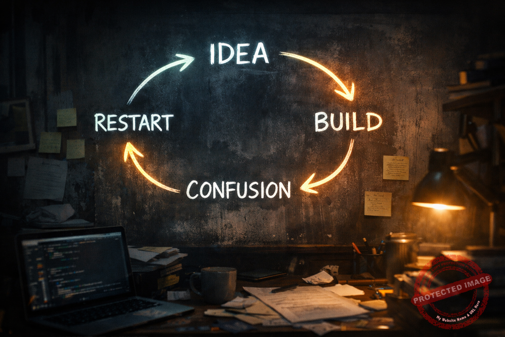cycle showing repeated failure pattern in online projects