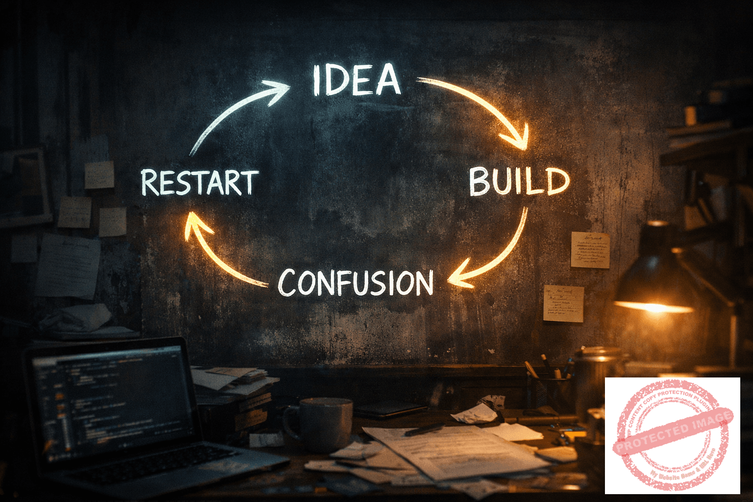 cycle showing repeated failure pattern in online projects